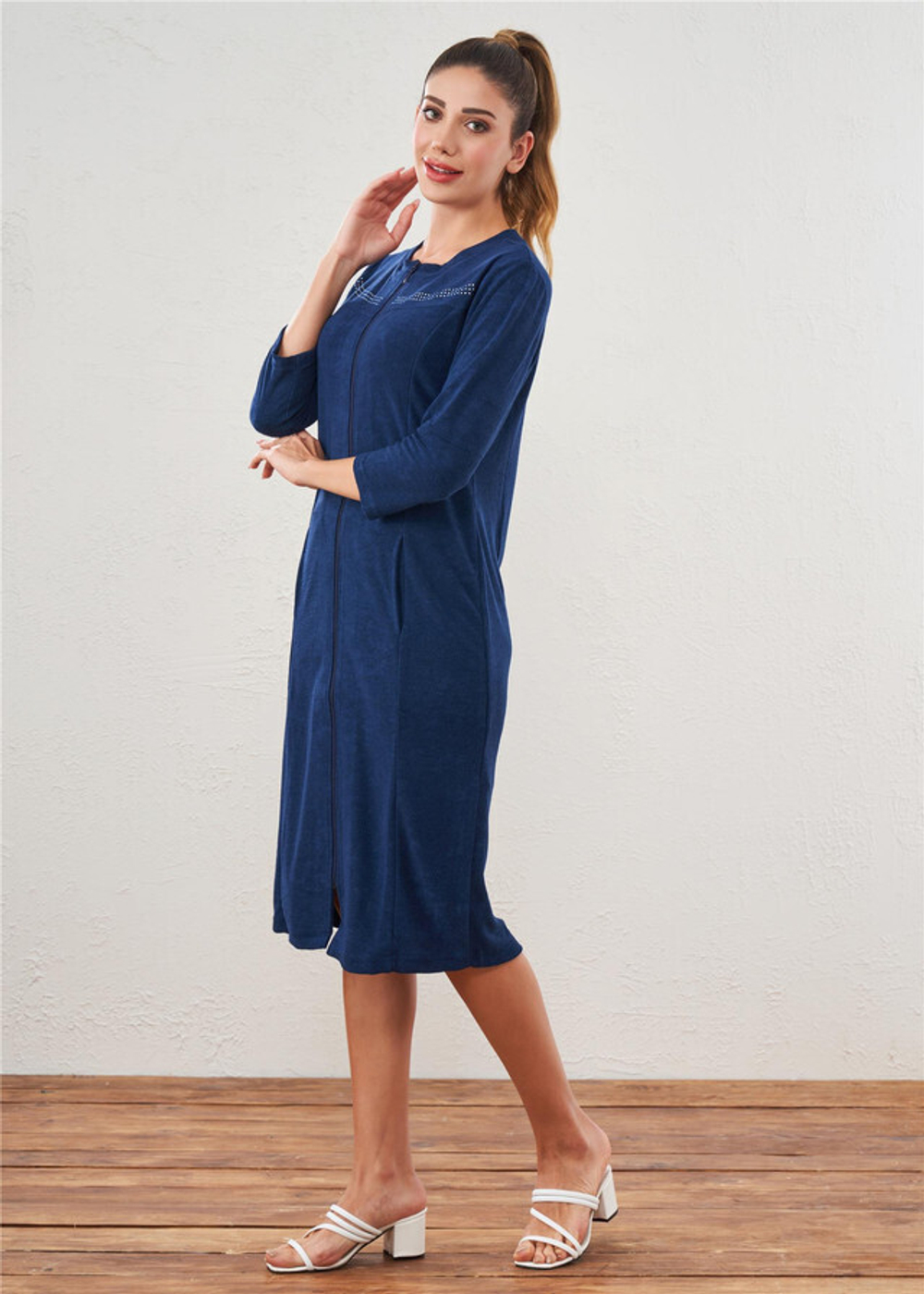RELAX MODE / Платье женское домашнее на молнии халат домашний махра - 45054