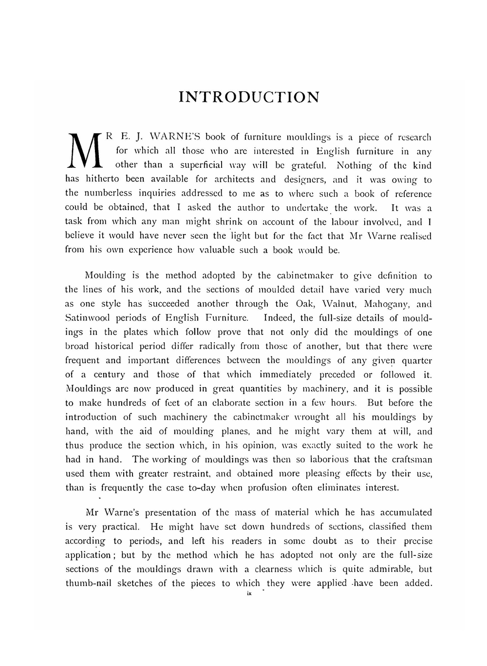 Furniture mouldings. Full size sections of moulded details on English furniture from 1574 to 1820 | E.J. Warne