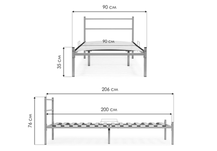 Односпальная кровать Фади 90х200 серая