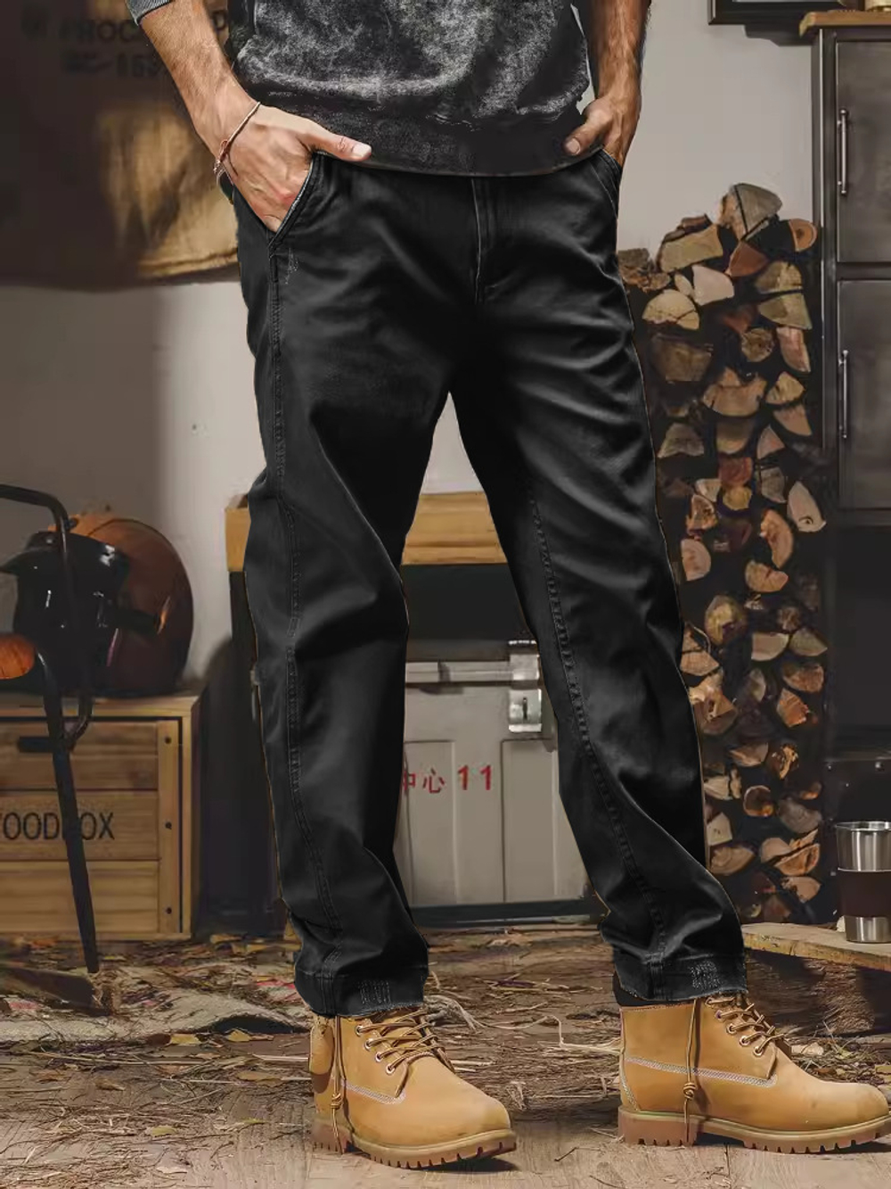 Штаны мужские хлопковые от бренда JIELEINUO ,эластичные прямые мужские повседневные