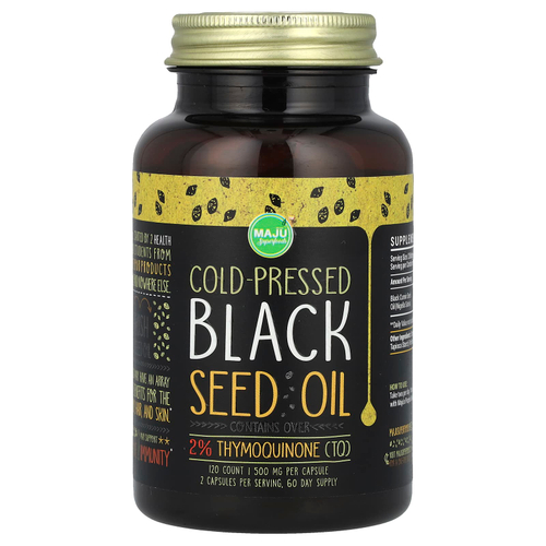 Maju Superfoods, масло черного тмина холодного отжима, 500 мг, 120 шт.