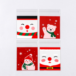 Пакет БОПП с липкой лентой, "Мишка", 10*11+3см МИКС, 50 шт