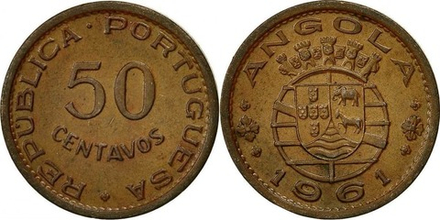 Ангола 50 сентаво, 1953 - 1961 Колония XF