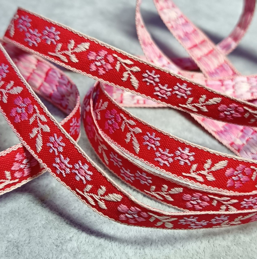 Тесьма жаккард, ш. 1,2 см, красный