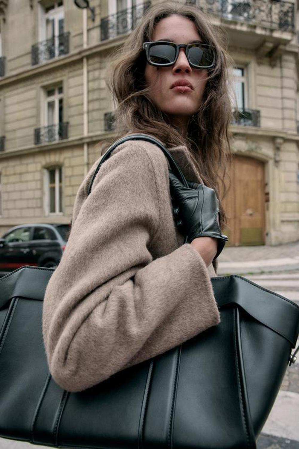 ZARA СУМКА-ШОПЕР, ЧЕРНЫЙ