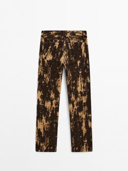 Massimo Dutti Джинсы прямого кроя из бархатистого хлопка, коричневый