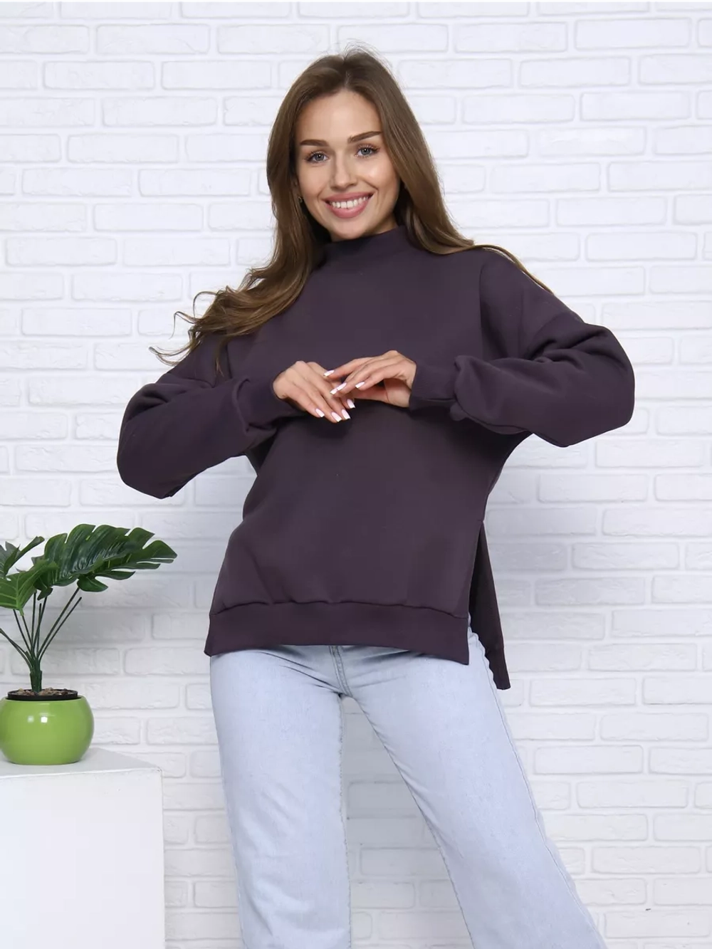 Свитшот утепленный базовый оверсайз