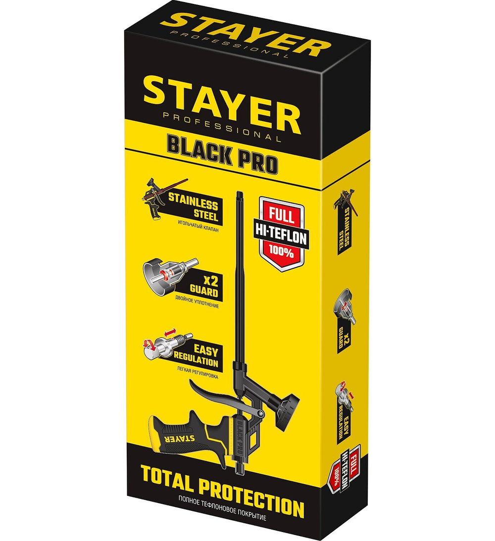 STAYER Black PRO, тефлоновый пистолет для монтажной пены, Professional (06862_z02)