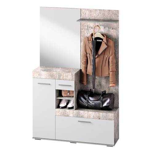 Инстайл Прихожая 1260*1962*350 белый/бетон