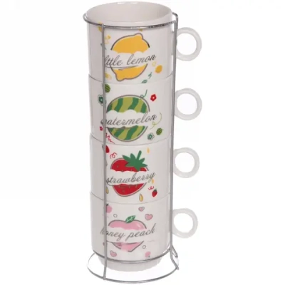 Набор кружек на стойке 280мл «Фрукты микс»