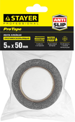 STAYER 50 мм, 5 м, черная, противоскользящая клейкая лента, Professional (12270-50-05)