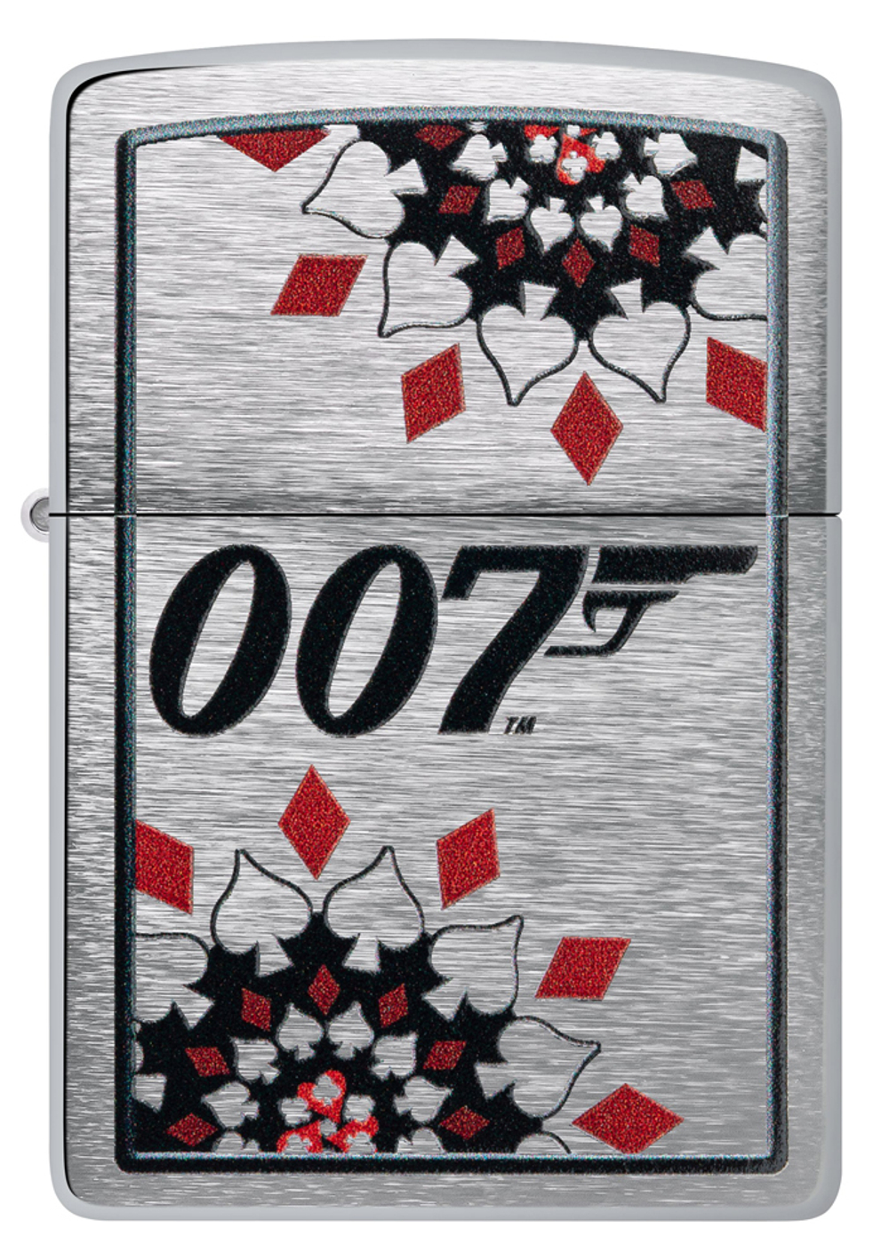 Зажигалка Zippo James Bond™ с покрытием Brushed Chrome, латунь/сталь, серебристая, 38x13x57 мм