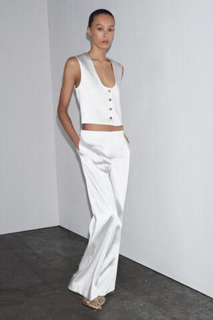 ZARA ЖИЛЕТ ИЗ АТЛАСНОЙ ТКАНИ — ZW COLLECTION, БЕЛЫЙ