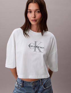 Футболка Calvin Klein Monologo Cropped Boxy Fit Bright White