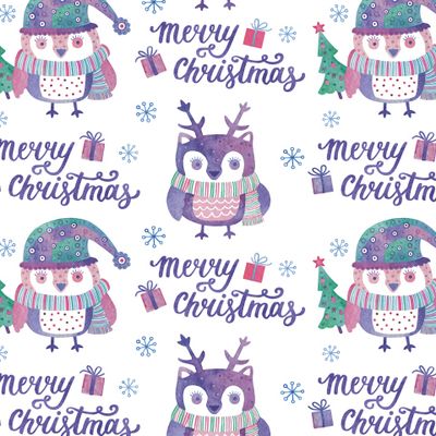 Акварельные совы, Новый год и Рождество