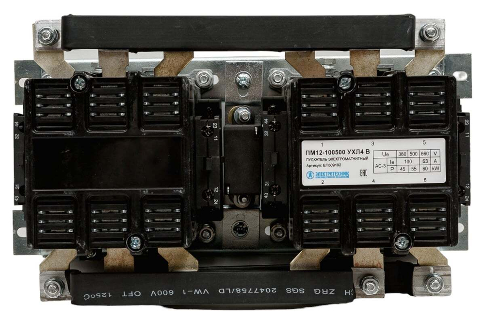 Пускатель магнитный ПМ12-100500 УХЛ4 В, 380В/50Гц, 4з+4р, 100А, реверсивный, без реле, IP00 ЭТ ET509192