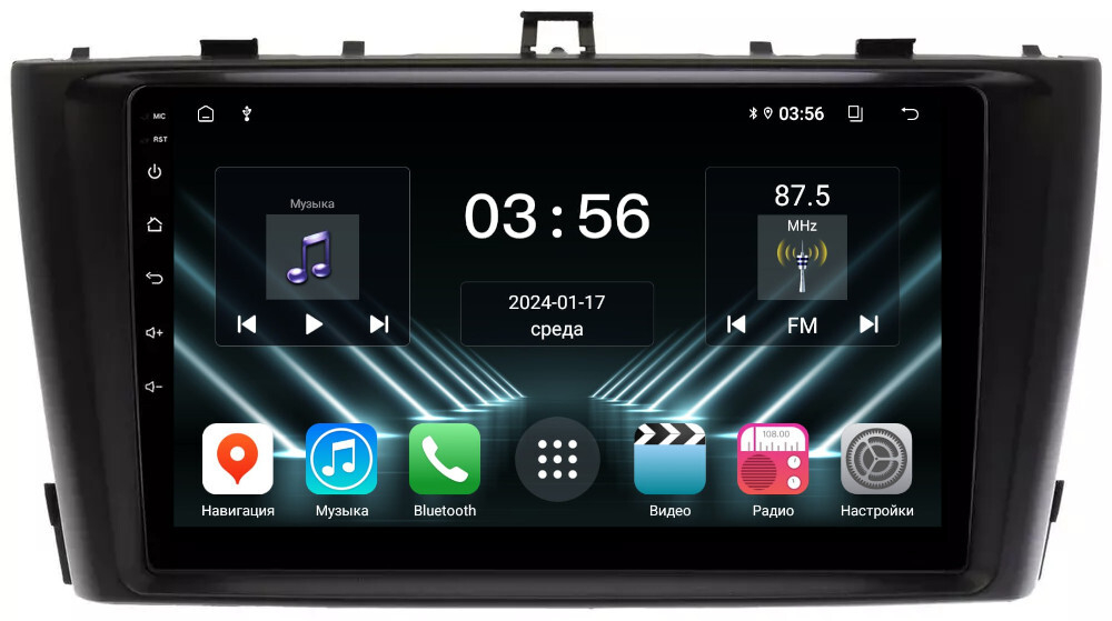 Магнитола для Toyota Avensis 2008-2015 (рамка черная) - FarCar DX9-8010B монитор 9" IPS на Android 13, 4+64Гб, CarPlay