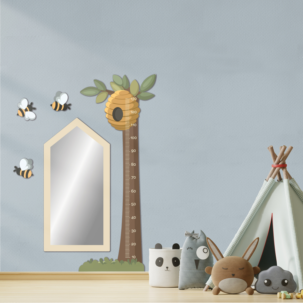 Зеркало-домик Скандик бежевое с пчёлками