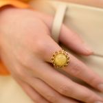 Кольцо винтажное II с молочным янтарем