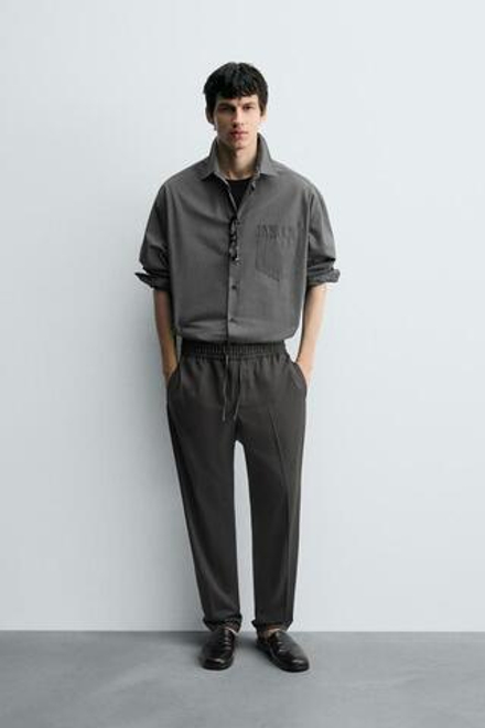 ZARA БРЮКИ-ДЖОГГЕРЫ КОМФОРТНОЙ ПОСАДКИ, ТЕМНО-ЗЕЛЕНЫЙ