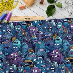 Ткань премиум интерлок глазастые монстры
