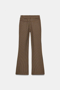 ZARA РАСКЛЕШЕННЫЕ БРЮКИ ИЗ ВЕЛЬВЕТА, КОРИЧНЕВЫЙ