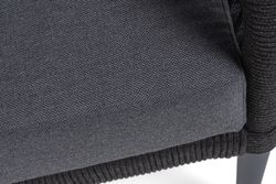 "Канны" лаунж-зона 4-местная (разборная) из роупа со столиком "Диего" цвета "серый гранит", роуп темно-серый круглый, ткань темно-серая