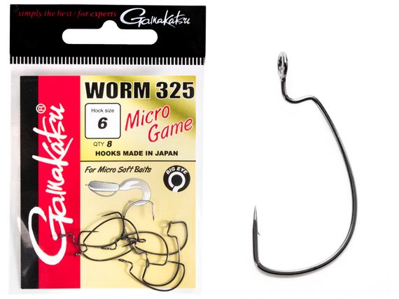 Крючки офсетные Gamakatsu WORM 325 MICRO GAME HOOKS разм. 06 8шт.