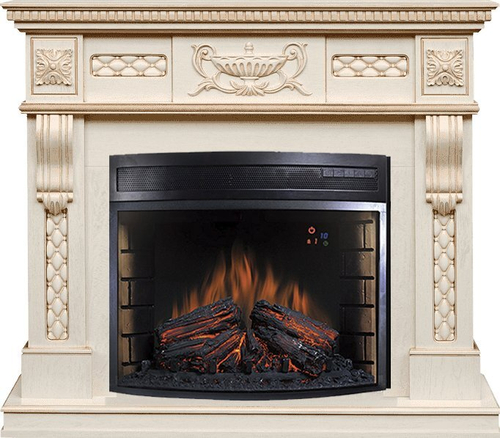 Каминокомплект Corsica - Слоновая кость с патиной с очагом Dioramic 28 LED FX