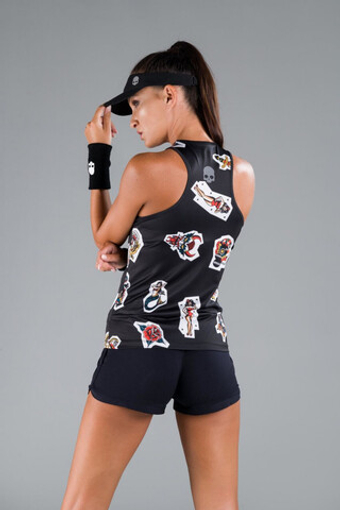 Женский топ теннисный Hydrogen Tattoo Tech Tank Top Woman - черный