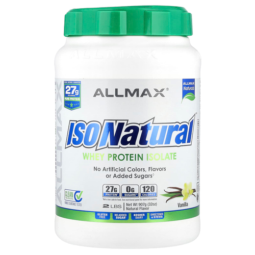 ALLMAX, ISONatural ™, изолят сывороточного протеина, ваниль, 907 г (2 фунта)