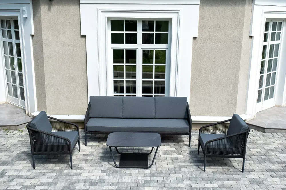 "Канны" лаунж-зона 5-местная плетеная из роупа (веревки), цвет темно-серый