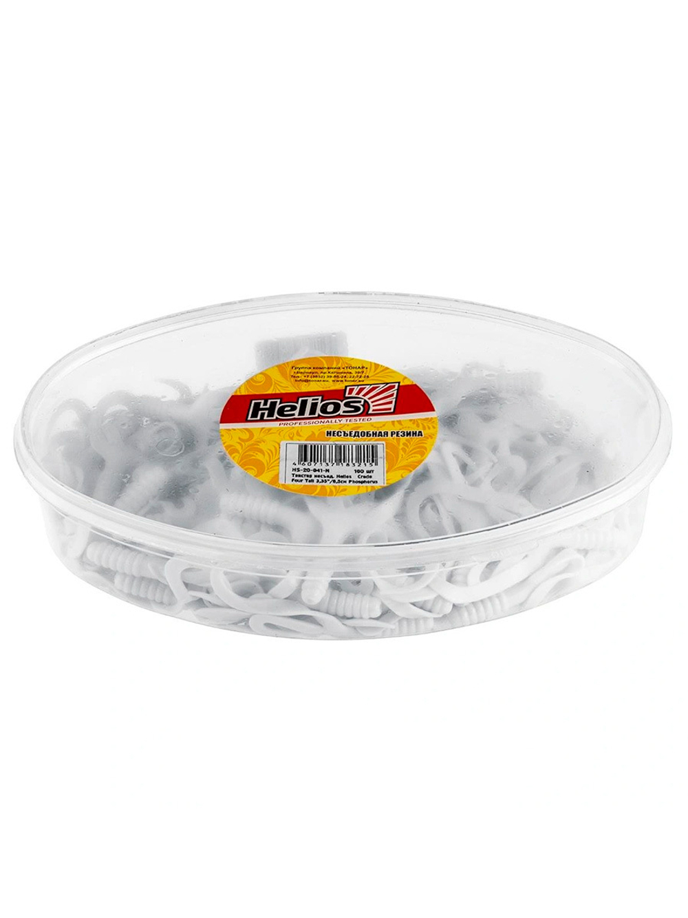 Твистер несъедобный Helios Credo Four tail 3,35"/8,5 см Red & White 100шт. (HS-20-003-N)