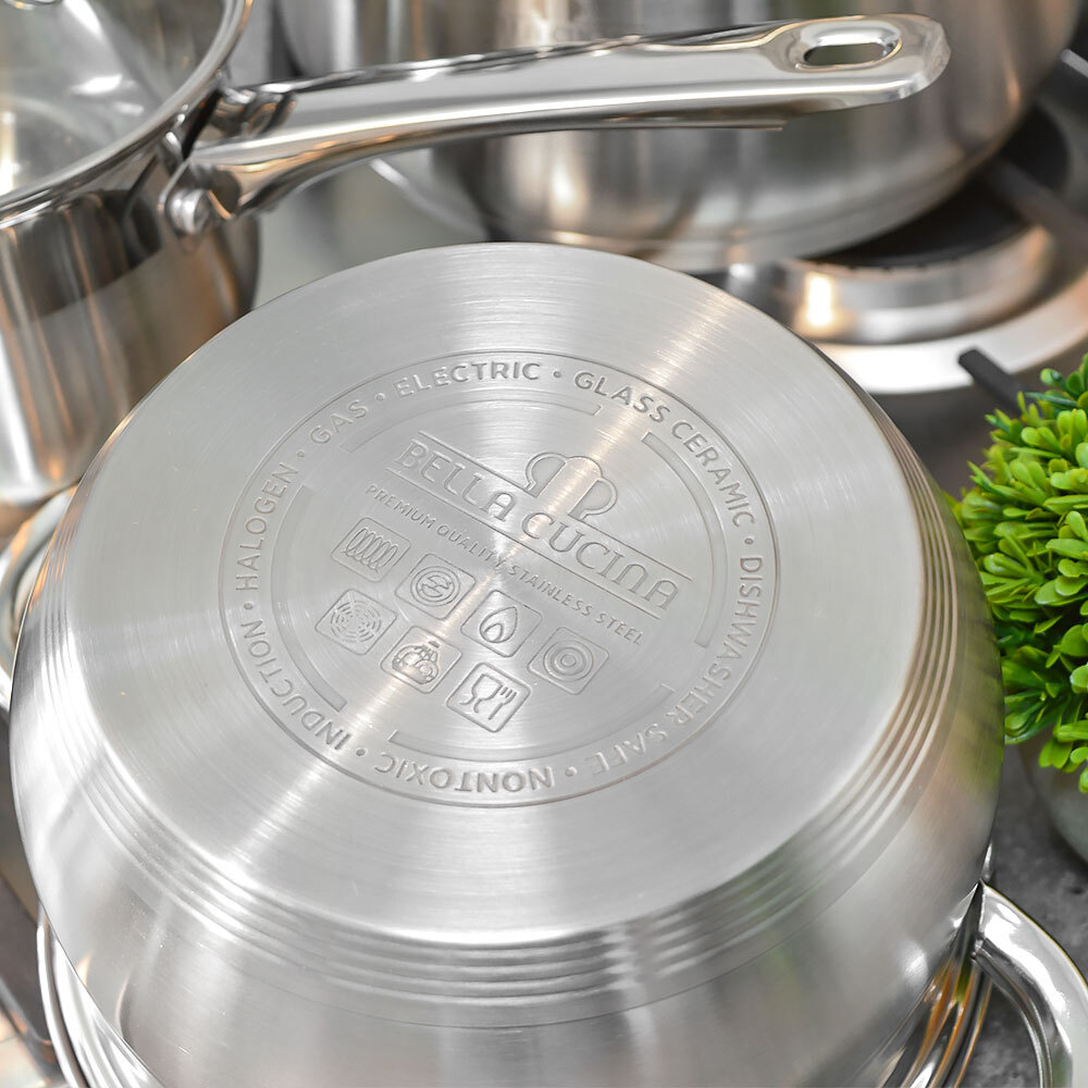 Набор кастрюль 3 предмета (2,9л, 3,9л, ковш 2,1л) нерж Bella Cucina BC-2127