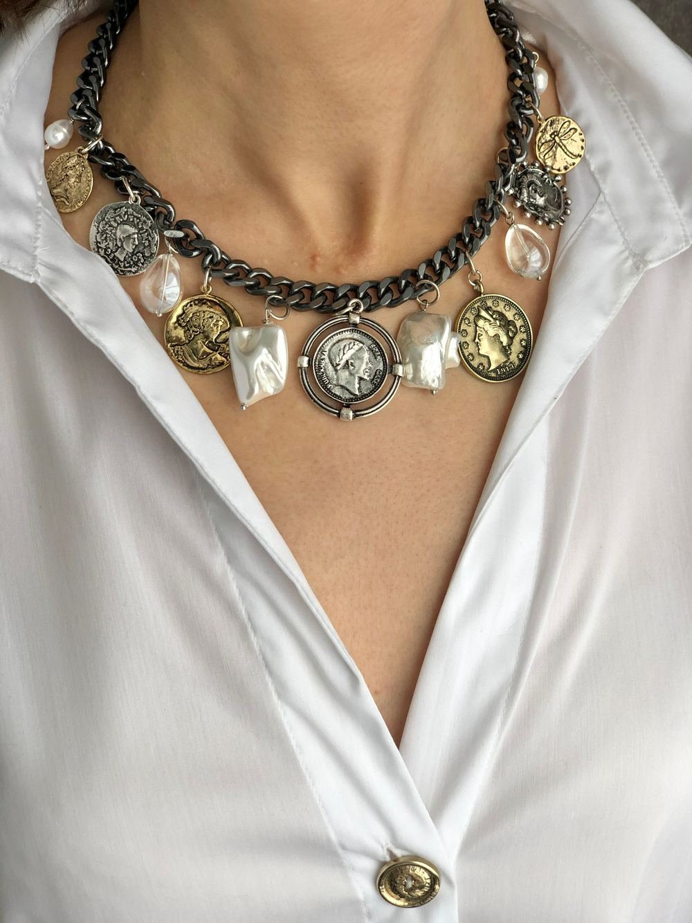 Колье - Teatrium - цепь с подвесками, длина 42+8 см