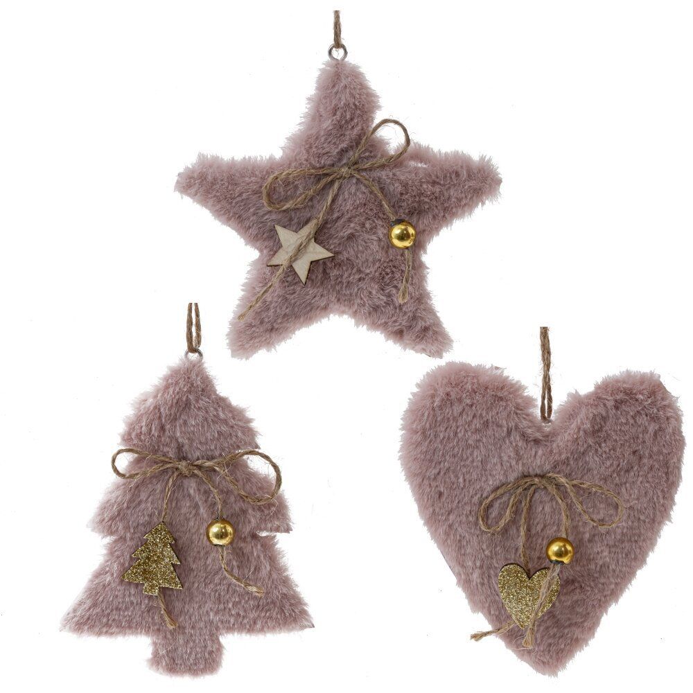 GAEM Изделие декоративное подвесное "Сердце/Ёлка/Звезда", L9 W1 H11 см, 3в.