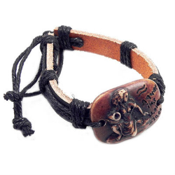 Браслет "Знак зодиака" кожа, керамика