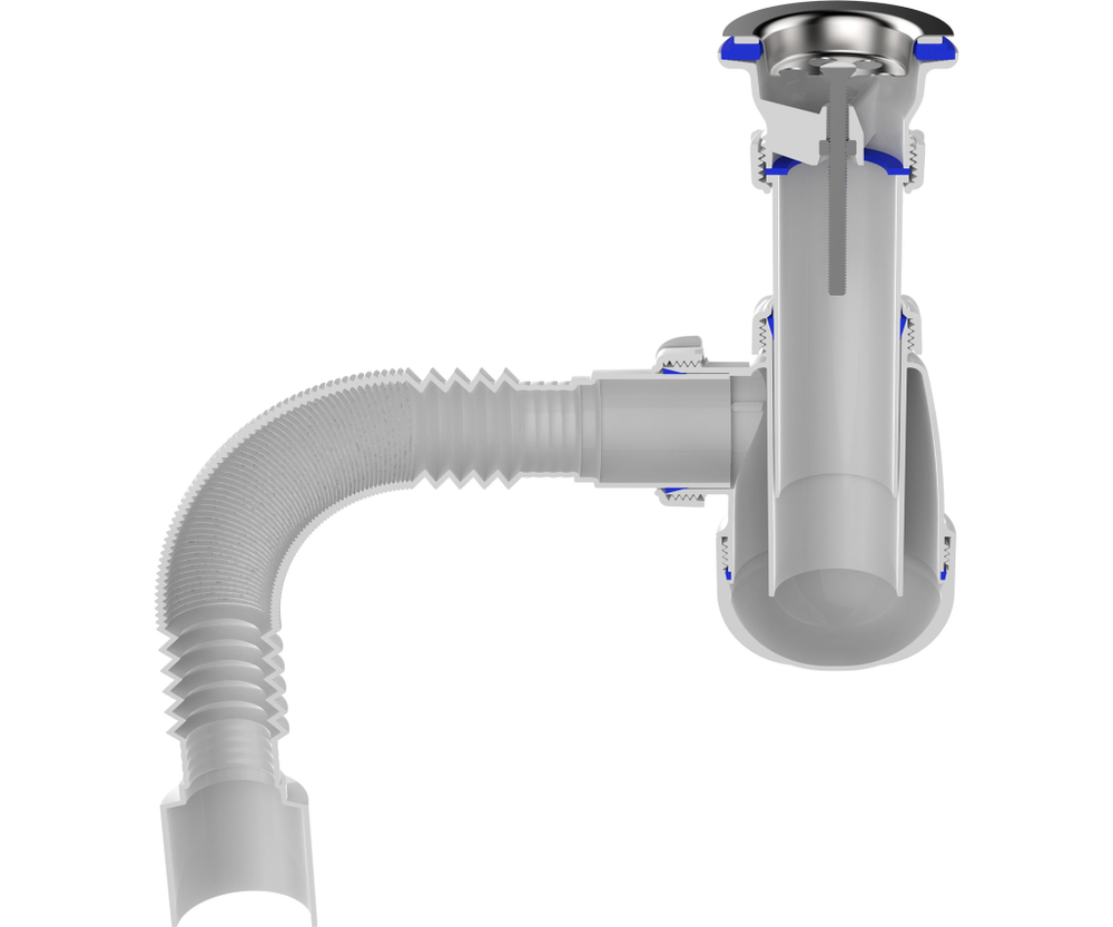 СИФОН ДЛЯ КУХНИ 1 1\2 х 40 С ГИБКОЙ ТРУБОЙ 40х40\50 В011530