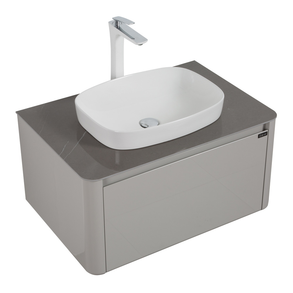 Тумба с раковиной Black&White Universe 80 см U915.800 glossy light grey