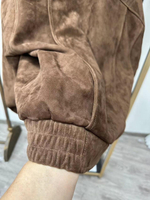 Бомбер "OVERSIZE" из замши "camel" с двойным воротником
