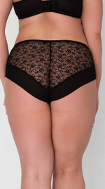 Женские трусики-слипы из гипюра с цветочным узором (Размер: XXXL) (Цвет: черный)