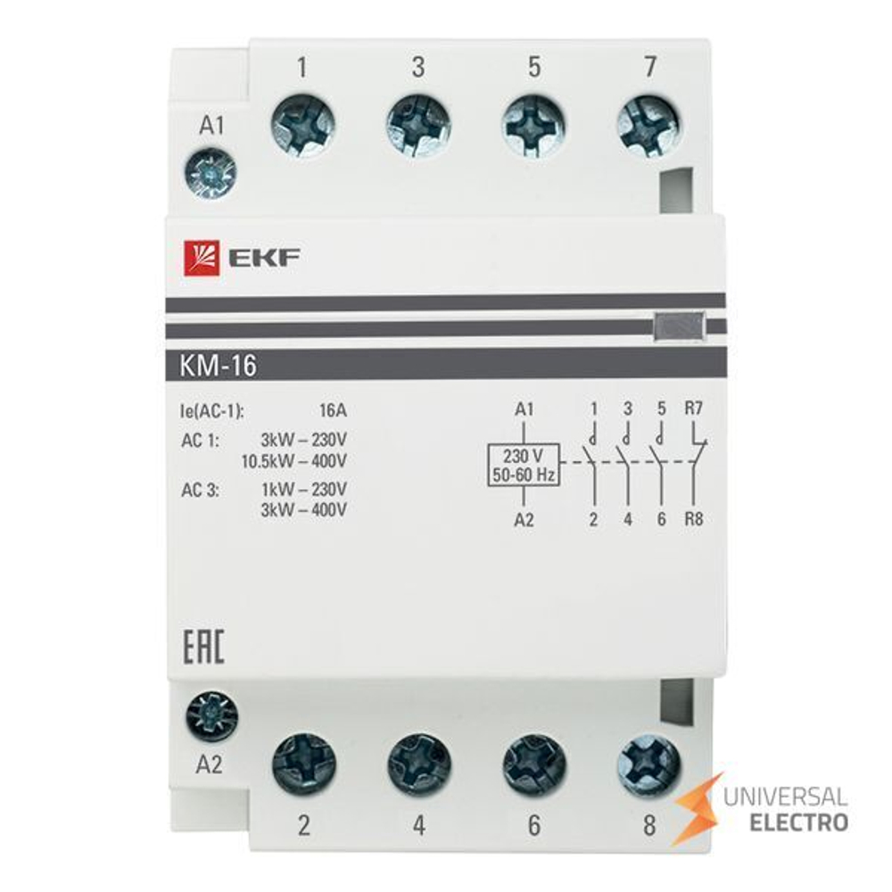 Контактор модульный КМ 16А 3NО+NC (3 мод,) EKF PROxima