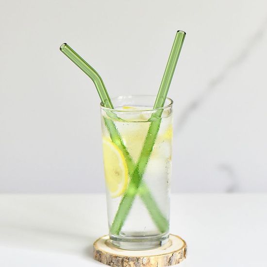 Трубочка стеклянная прямая зеленая