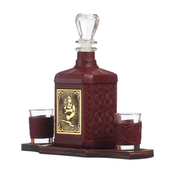 Графин «Строителю-3» с накладкой покрытой золотом 999 пробы