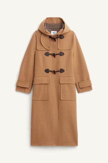 ZARA ПАЛЬТО ИЗ СМЕСОВОЙ ШЕРСТИ, ТАБАЧНЫЙ