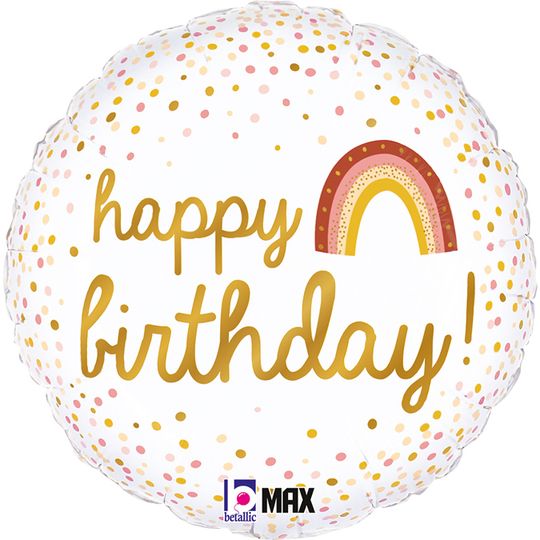 Шар (18''/46 см) Круг, С Днем Рождения (радуга бохо)