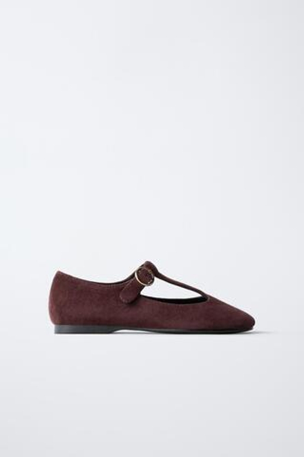 ZARA ЗАМШЕВЫЕ БАЛЕТКИ С РЕМЕШКАМИ,