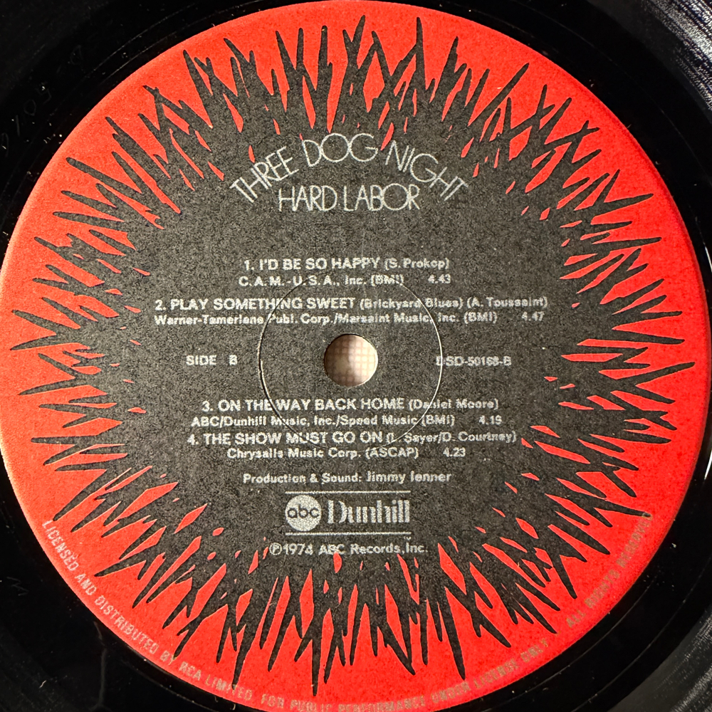 Three Dog Night ‎– Hard Labor (США 1974г.)