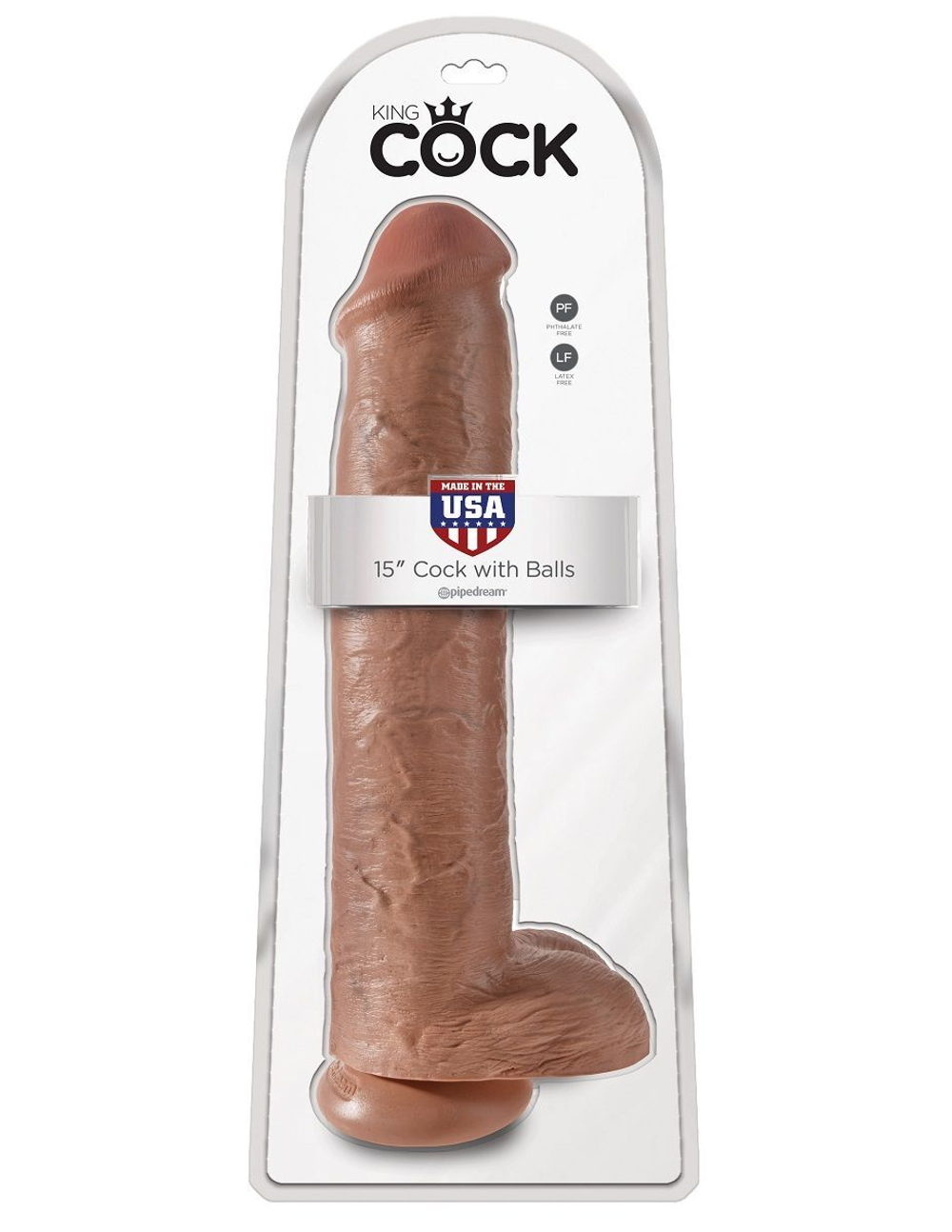 Кофейный фаллоимитатор-гигант 15  Cock with Balls - 40,6 см.