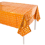 Скатерть металлизированная в оранжевом цвете с серебряными звездами, 137*183 см
